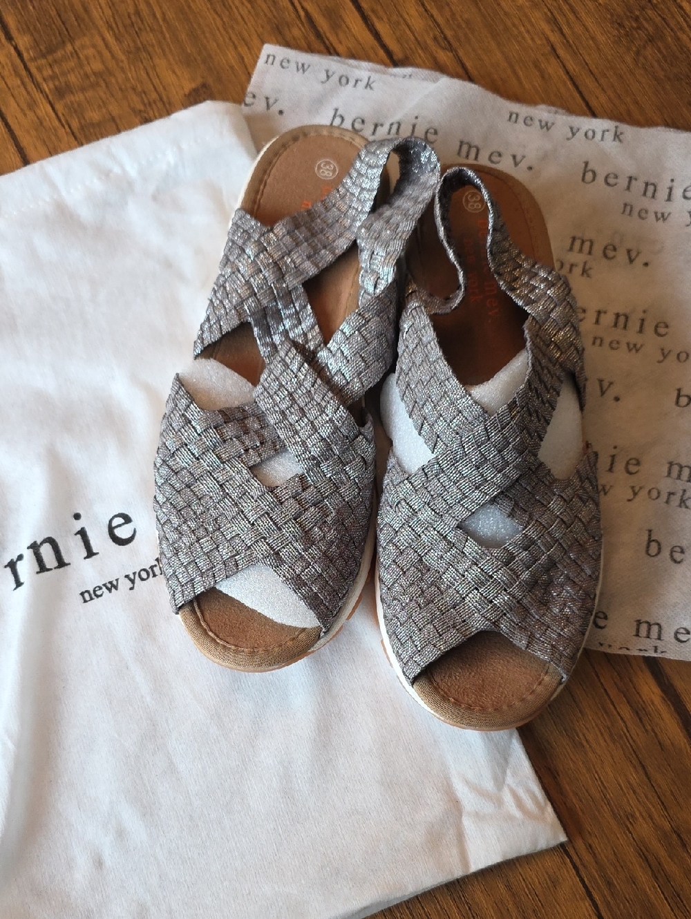 bernie mev. Metallic Kaia Slingback Sandals - Smoke Shimmer